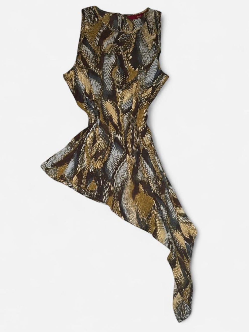 G.I.L.I. Snake-Print Asymmetric Sleeveless Top in Brown & Black